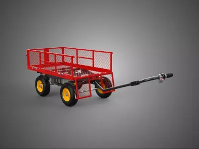 ELECTRIC BATTERY POWERED MESH GARDEN CART TROLLEY WAGON TRAILER 3D model