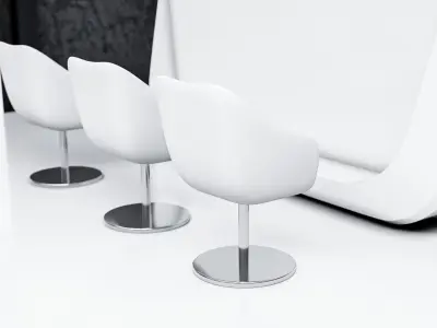 Futuristic White Exhibition Booth Design High-Quality 3D Model 3D model