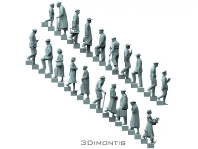 Retro People on the Stairs 3D print model
