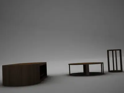 wood coffe table collection Low-poly 3D model