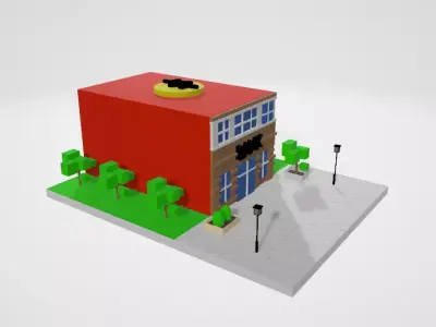 bank model building Low-poly 3D model