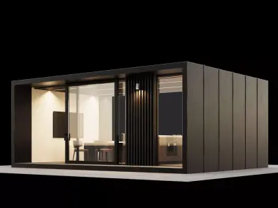 Closed gazibo with summer kitchen 3D model