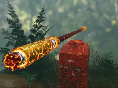 Monkey King-Sun Wukong Bo and Weapon Rack Low-poly 3D model