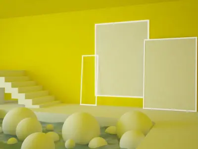 Yellow abstract minimalistic pool sceene 3D model
