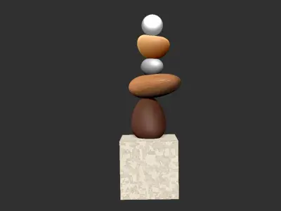 Stone Desktop Statue Lamp Decor 3D model