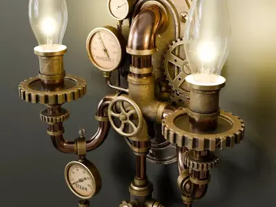 Steampunk Wall Lamp 1 3D model