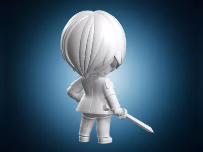 Makoto Yuki Chibi Style Figure With Sword 3D print model