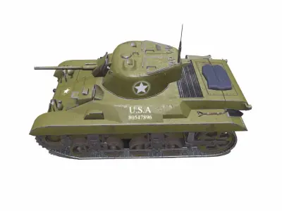 M22 Locust American Light Tank Low-poly 3D model