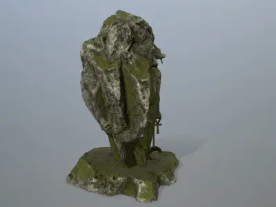 anibus statue of woman holding spear Low-poly 3D model