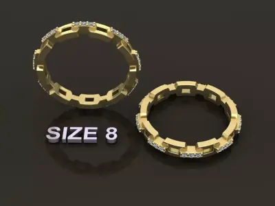 Hermes Style Link Diamond Band Ring Size 8 3D print model