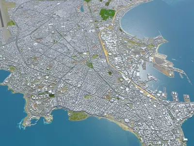 Dakar Senegal 20km AI Low-poly 3D model