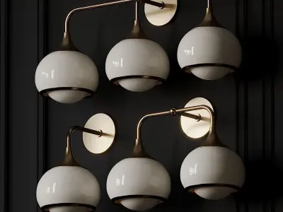 Reese 3-2-1-Light Aged Brass Wall Sconce 3D model