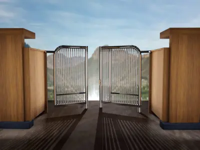 Outdoor Main Gate with Metal Stainless steel 3D model