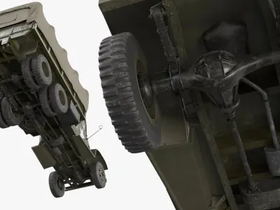  WWII GMC CCKW 6x6 Army Truck with Covered Bed Green Old Rigged for Maya 