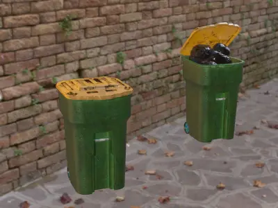 Garbage can Low-poly 3D model