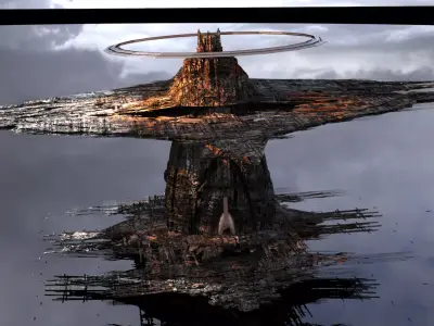 Cyberpunk Scorched Earth Eclipse Tower 1 Low-poly 3D model