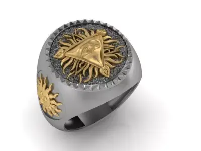 Eye of Light Sun Ring  3D print model