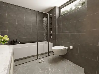 Grey bathroom interior Scene  3D model