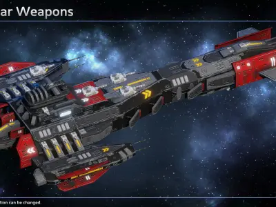 Spaceship Jolly Roger Pirate Battleship Low-poly 3D model