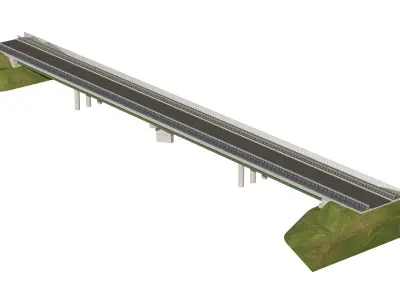 Road bridge one lane 02 3D model