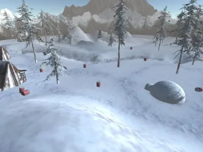 Snow Terrain Landscape  Low-poly 3D model