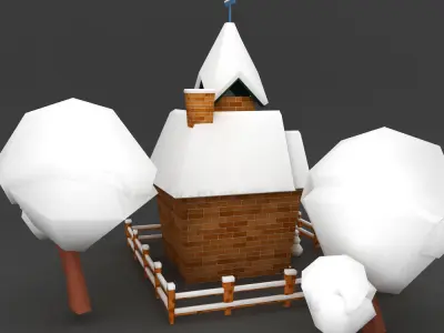 Church cartoon 3d model Low-poly 3D model