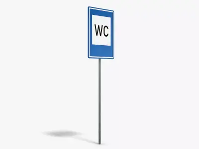 Toilet Info Sign Low-poly 3D model