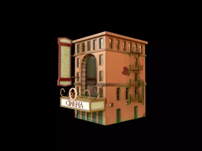 Stylized cinema Low-poly 3D model