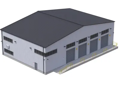 Industrial Building Low-poly 3D model 11