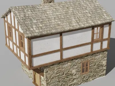 Medieval house Low-poly 3D model