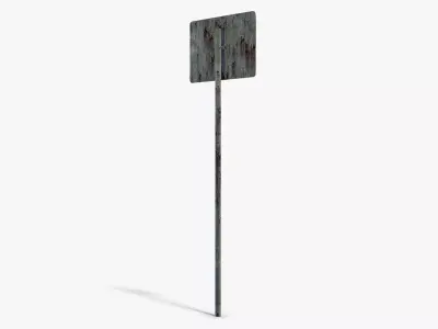 Damaged Construction Zone Sign Low-poly 3D model