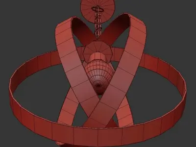 Luna 1 circular pendant light gold 3D model