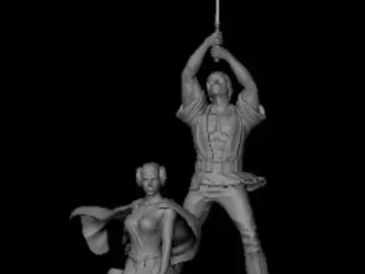 Star Wars Statue - Luke and Leia - Star Wars A New Hope Statue 3D print model