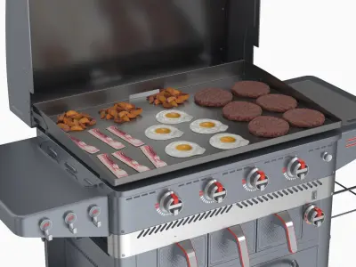  Air Fryer Gas Grill with Cooking Breakfast Food in Use 