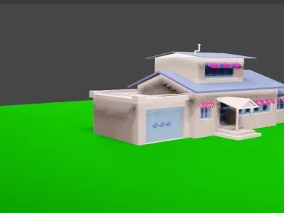 OGGY Cartoon House 3D Model  Stylized Animated House Blender   Low-poly 3D model