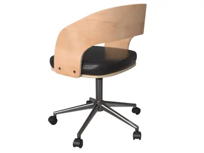 Office Chair Black and Beech Wood Scandinavian Task Chair Low-poly 3D model