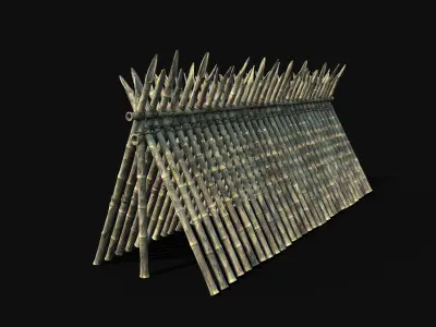 BAMBOO PALISADE FENCE WALLS SURVIVAL GUARD FORT CONSTRUCTION AAA Low-poly 3D model