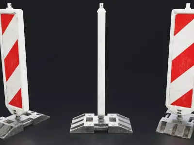 Construction Road Barrier 3D Model Low-poly 3D model