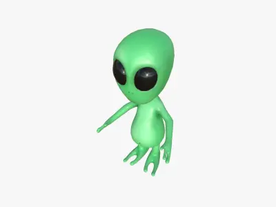 Cute Alien A01 Green Black - Simple - Character Design Low-poly 3D model