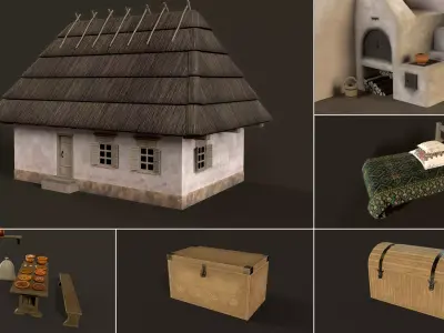 Ukrainian medieval house Low-poly 3D model