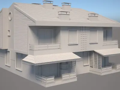 Villa Model two story house with roof 3D model