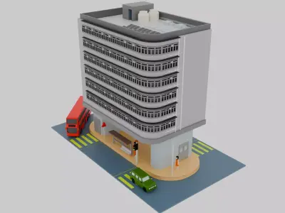 Hong Kong Building Pack 6 Low-poly 3D model