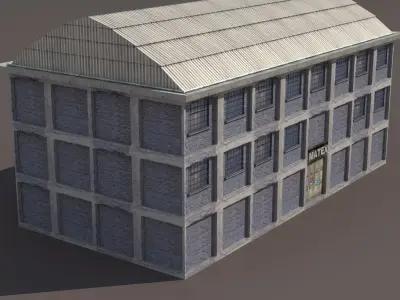 Factory Low poly Modular 3d Model Low-poly 3D model