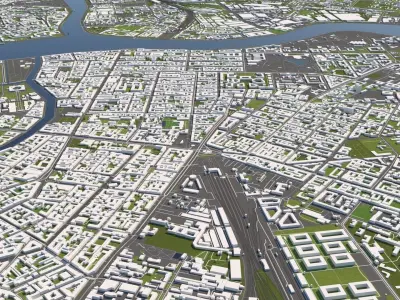 Saint Petersburg Russia 50x50km 3D City Map 3D model