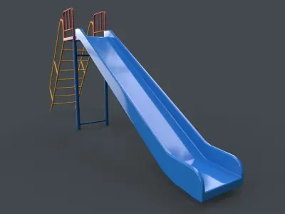 PBR Modular Outdoor Straight and Wave Slide A Low-poly 3D model