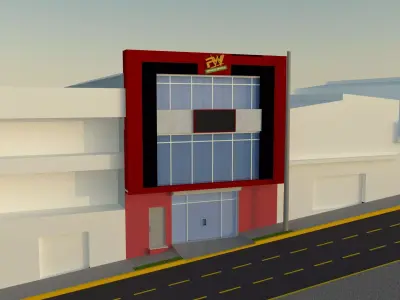 gymnacio building on side of road Free 3D model