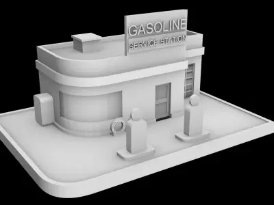 Gasoline gas station Free low-poly 3D model