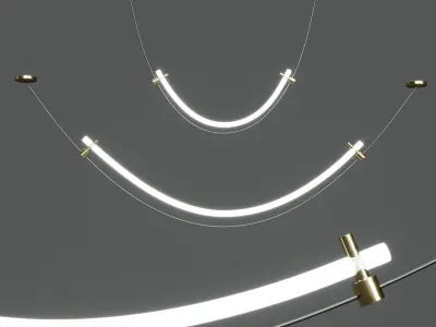 RILDA light fixture with three metal rods Low-poly 3D model