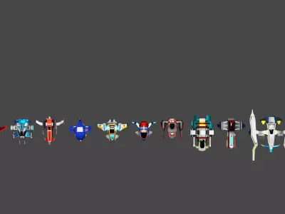 10 Spaceships Pack 1 Low-poly 3D model