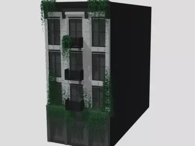 New York-Style Building Facade Low-poly 3D model